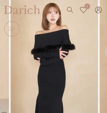 다리치 오프숄더 퍼 머메이드 니트 원피스