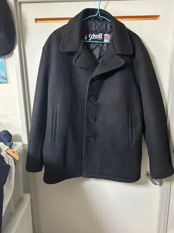 Schott 블랙 싱글 피코트