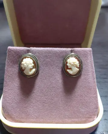 영국 앤티크 쉘 카메오 실버 귀걸이