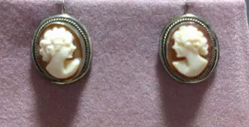 영국 앤티크 쉘 카메오 실버 귀걸이