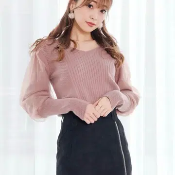 소매 튤 리브 니트 립 서비스