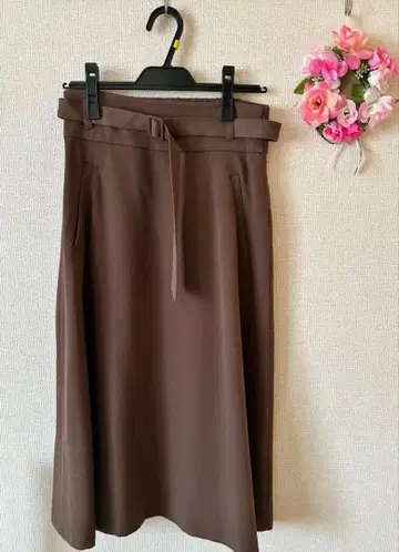 오페크 브라운 플레어 스커트 38/M
