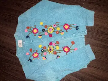 tela 꽃무늬 자수 스카이블루 가디건