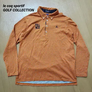르꼬끄 스포르티브 골프 피케 셔츠 긴팔 오렌지 도트 무늬 물방울 LL