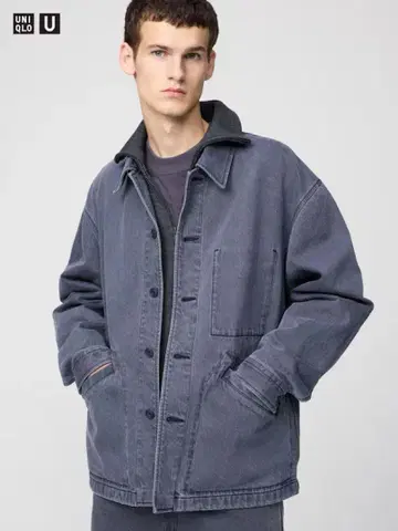UNIQLO U 오버 사이즈 컬러 데님 자켓 그레이 XS