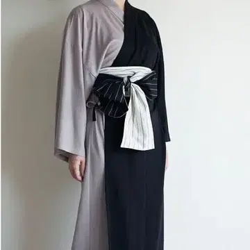 나나후 nanafu 유카타 룸웨어 프리미엄 바이컬러 그레이/블랙 L