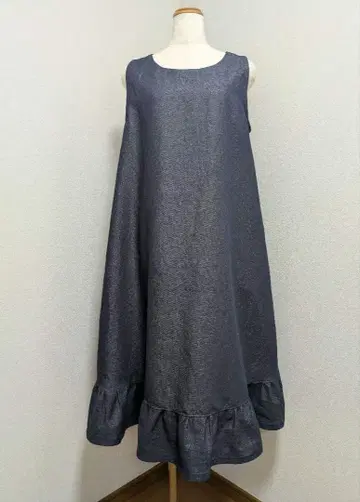 면린넨 슬라브 데님 [슬리브리스 원피스] 핸드메이드