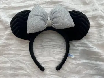 미니 마우스 머리띠 블랙 그레이 리본