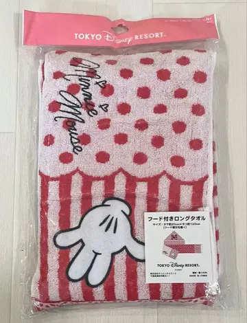[ 미개봉 ] 도쿄 디즈니 리조트 후드 부착 타월 미니 레드 빨간색