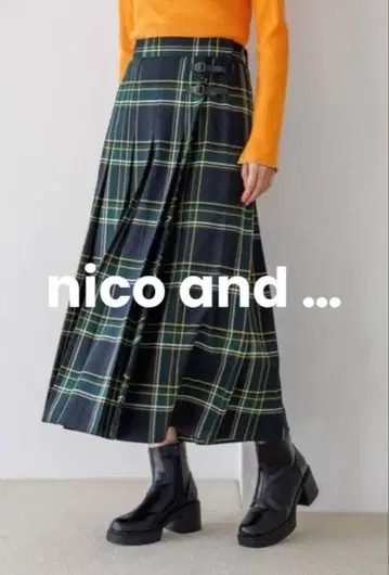 [새상품] niko and - 트윌 퀼트 체크 스커트