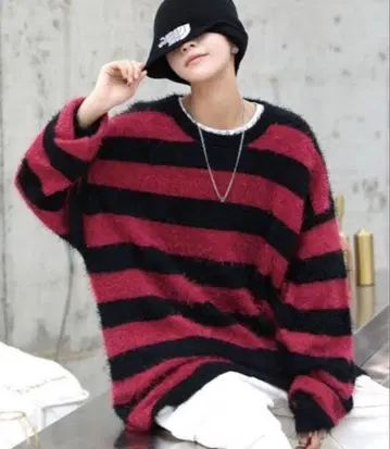 neos 니트 스웨터 보더 빨검 L