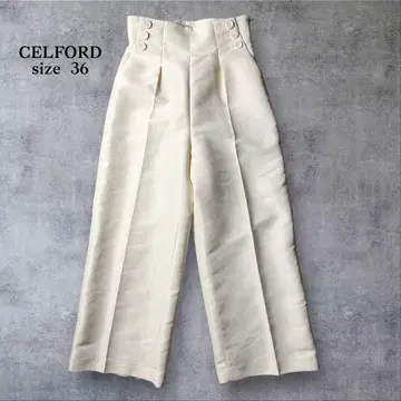 CELFORD 하이웨스트 와이드 팬츠 아이보리