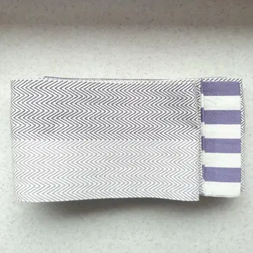 부쇼안 반폭 오비 보라색과 화이트의 기하학 패턴과 스트라이프 리버서블