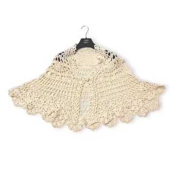 판초 크로셰 니트 판초 케이프 레이스 라메 꽃 메쉬