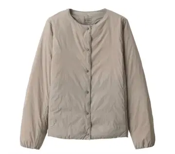 무인양품 경량 다운 포켓터블 노카라 자켓 라이트 베이지 XL