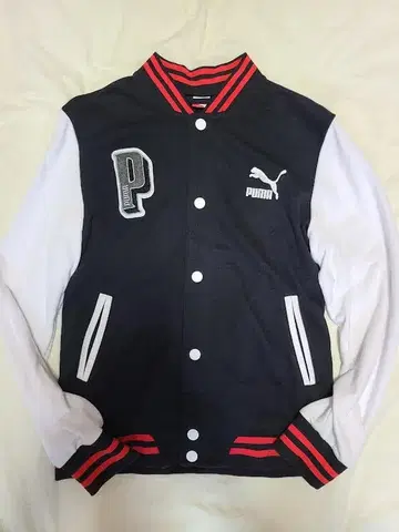 PUMA 바시티 자켓 블랙/화이트 남성용 L