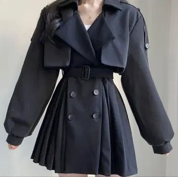 플리츠 벌룬 트렌치 원피스 SONA 코트 한국