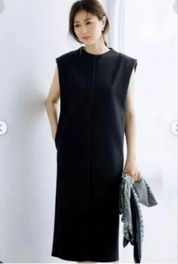 이가와 하루카 loin. 블랙 슬리브리스 원피스 38 두꺼운 소재