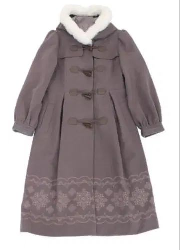 axes femme 퍼 포함 그레이 롱 더플 코트