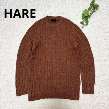 HARE*케이블 짜임 울 니트*오렌지 믹스 S