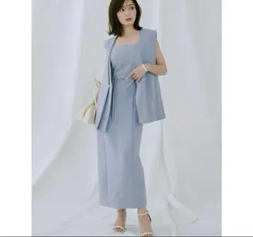 anuans 더블 프론트 베스트 세트 원피스