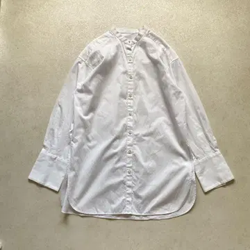 유나이티드 애로우즈 밴드 카라 빅 실루엣 화이트 셔츠 기보시 버튼