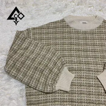 chulatte [ M ] 니트 스웨터 체크 무늬 베이지