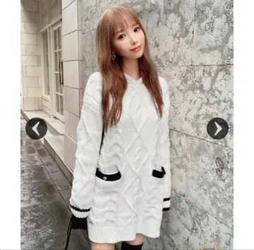 미셸 마카롱 후드 니트 원피스