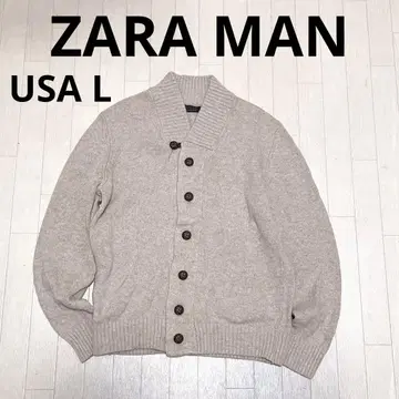 ZARA MAN 니트 블루종 싸개 단추 베이지 남성용 자라맨