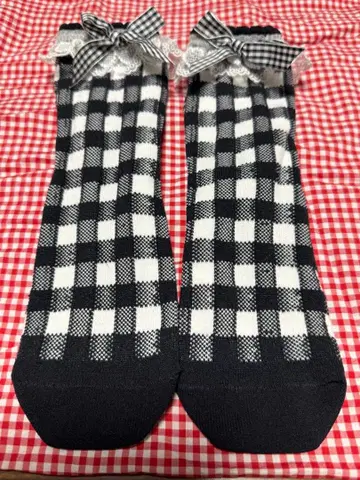 가격 인하 angelic pretty 체크 리본 양말