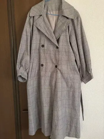 Abientot 그레이 체크 트렌치코트