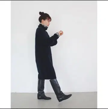 IENA 네이비 하이넥 원피스