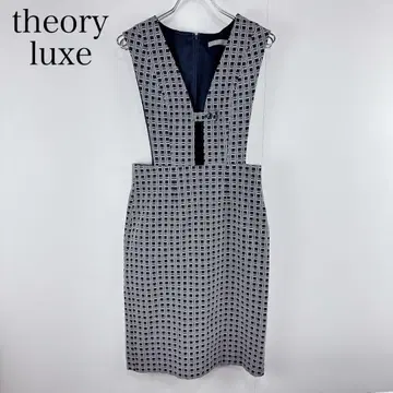 띠어리 럭스 사이즈 36 오버롤 스커트 올 패턴 네이비