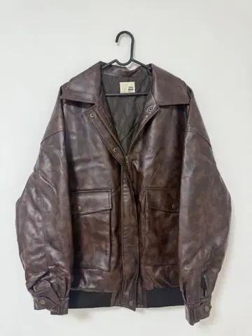 Java 인조 가죽 빈티지 오버 사이즈 블루종