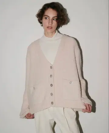 ohga 니트 가디건 페일 핑크