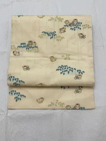 스즈메짱 나고야 오비 | 아이보리 바탕에 작은 새 문양