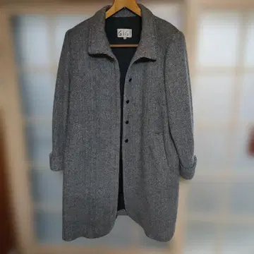 GIGI 헤링본 무늬 롱 코트 그레이