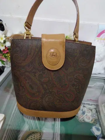 페이즐리 무늬 브라운 핸드백