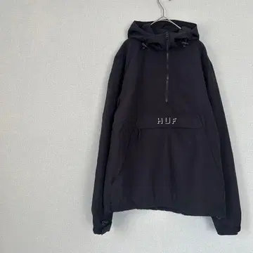 HUF 하프 지퍼 후드티 블랙 S