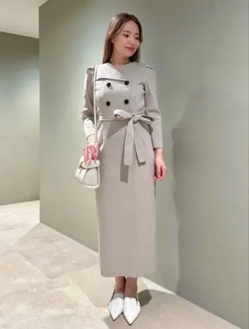 CELFORD 베이지 더블 브레스트 니트 원피스