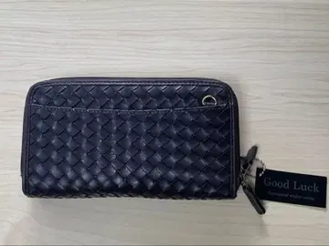 [ 블랙 ] 뜨개질 가죽 장지갑