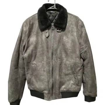 ZARA 그레이 인조 가죽 아우터 보아 포함 B-3