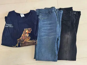 스트레치 데님 플레어 팬츠 다크 블루