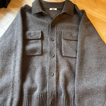 유니클로 U 다크 브라운 라무 니트 자켓 XL