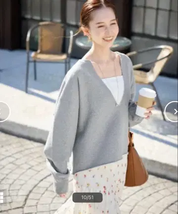 슬로브 이에나 V넥 맨투맨 풀오버