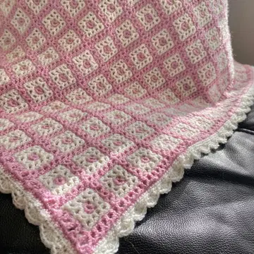 담요 멀티 커버 크로 셰 뜨개질 리버서블 무릎 담요 손뜨개질 핑크 화이트