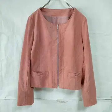 칼 파크 레인 스웨이드 초 노카라 자켓 핑크 9호