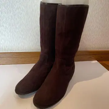 다크 브라운 스웨이드 롱 부츠 약 40cm
