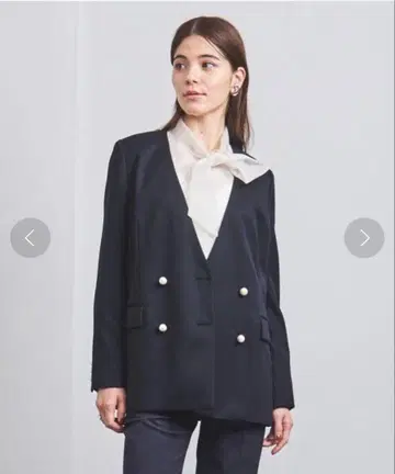 UNITED ARROWS W 펄 모티브 V 노카라 자켓 34