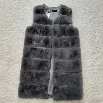 미사용 새상품 TRUBE 퍼 베스트 롱 M 그레이